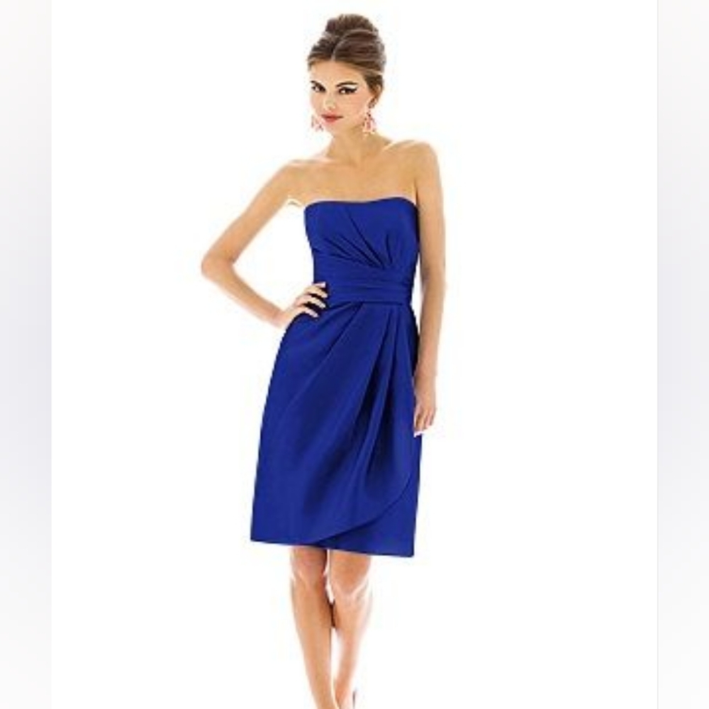Alfred Sung Royal Blue Strapless Cocktail Dress | Wedding Guest & Bridesmaid | 2
